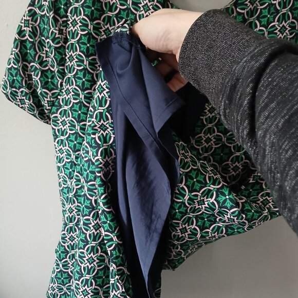 J.Crew Women's Sz 4 Dress Open Back Silk Mini Silk Geometric Green Blue Floral - Picture 5 of 15